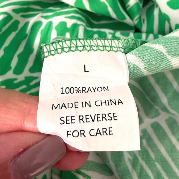 NWT LAVENDER J Green tropical maxi dress size large - Picture 4 of 6